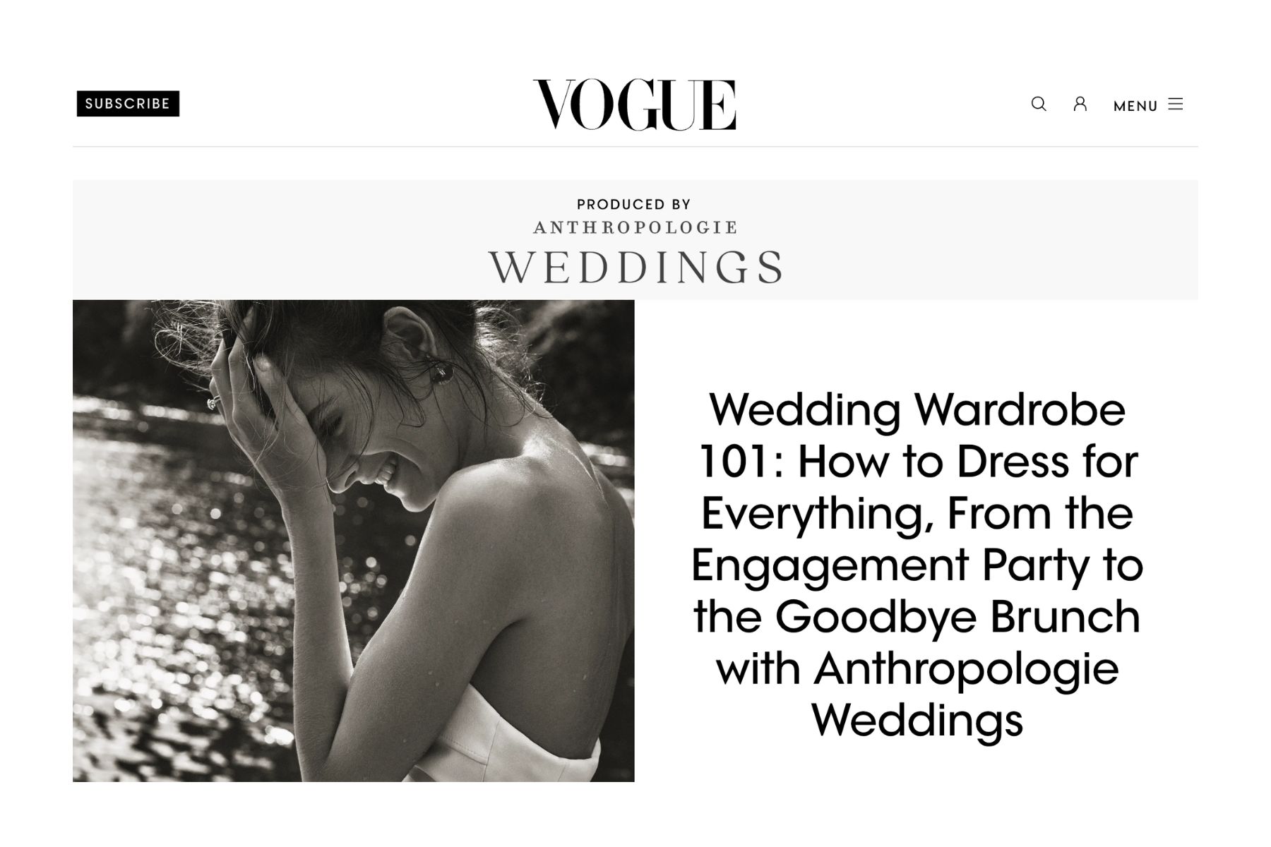 Wedding Wardrobe 101 as published on Vogue.com